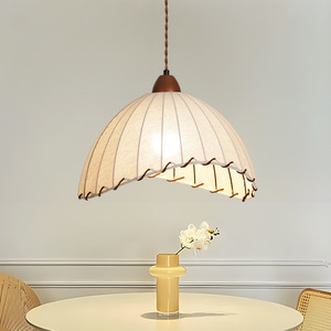 <span class=keywords><strong>Suspension</strong></span> LED en bois de style Wabi-Sabi japonais pour restaurant, abat-jour en <span class=keywords><strong>tissu</strong></span> artistique, gradation tricolore, spectre complet - Product Image 2