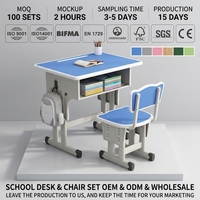 Escritorio de aula de metal de estilo moderno con silla ajustable cómoda mesa de estudio de escuela secundaria al por mayor para estudiantes