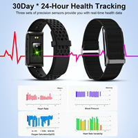 Bracelets intelligents de suivi d'activité et de santé, fréquence cardiaque/tension artérielle continue toute la journée, pour femmes et hommes