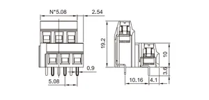 Дерки YB642-508-2 5,08 мм 2-3poles 16A 300V SMD клеммные блоки, электронные клеммные блоки, Винтовые клеммные блоки PCB