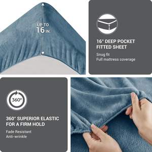 Juego <span class=keywords><strong>de</strong></span> Sábanas <span class=keywords><strong>de</strong></span> Felpa King, Color Sólido, Ropa <span class=keywords><strong>de</strong></span> Cama Cálida y Suave, Sábanas King Size, Bolsillo Ajustable para Colchones <span class=keywords><strong>de</strong></span> hasta 16 Pulgadas, Gris, 4 Piezas - Product Image 3