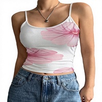 Haut court en tricot pour femme, style streetwear, imprimé floral tie-dye, col halter, écologique, respirant, pour les vacances d'été à la plage