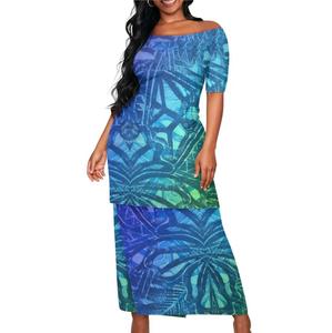 Personnalisé Midi Manches Polynésien Casual Blanc Tribal Femmes Puletasi Samoa Robe Grande Taille Chemise Jupes <span class=keywords><strong>Yukata</strong></span> pour l'été - Product Image 5