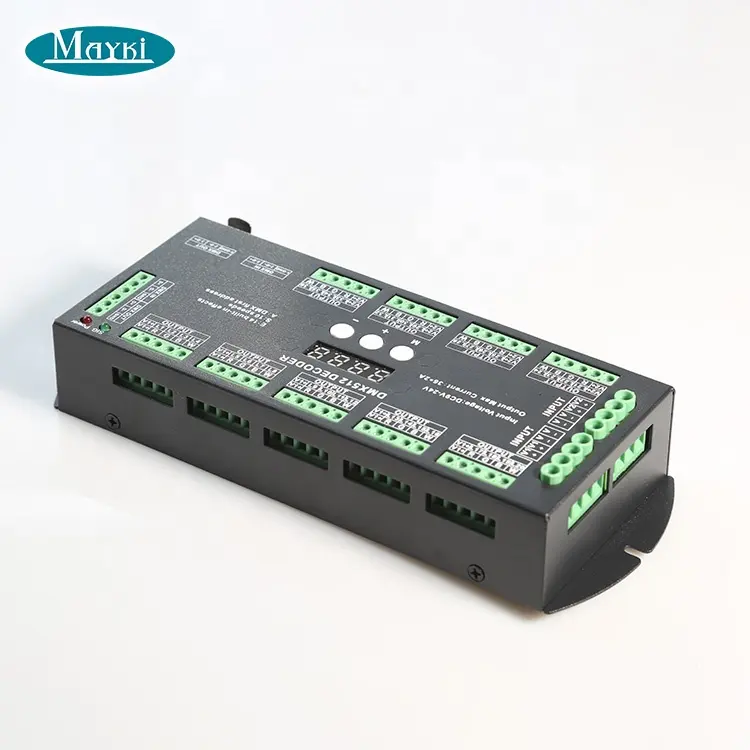 Receptor decodificador de 1748w 2a, 36 canais dmx512 pwm 2k hz 9-24v dc 3 pinos xlr controlador led