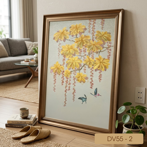 ภาพวาดติดผนังลายนูนทองคำเปลว ลดราคาพิเศษ ตกแต่งผนังลายดอกไม้ ผลิตในเวียดนาม รับผลิตแบบ OEM ODM รุ่น DV55-2 ขนาด 40x60 ซม. - Product Image 4