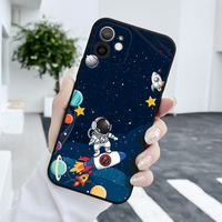 Coque de téléphone portable antichoc en TPU noir mat de luxe avec motif astronaute et ciel nocturne pour iPhone 15 Pro Max et 18 Pro Max