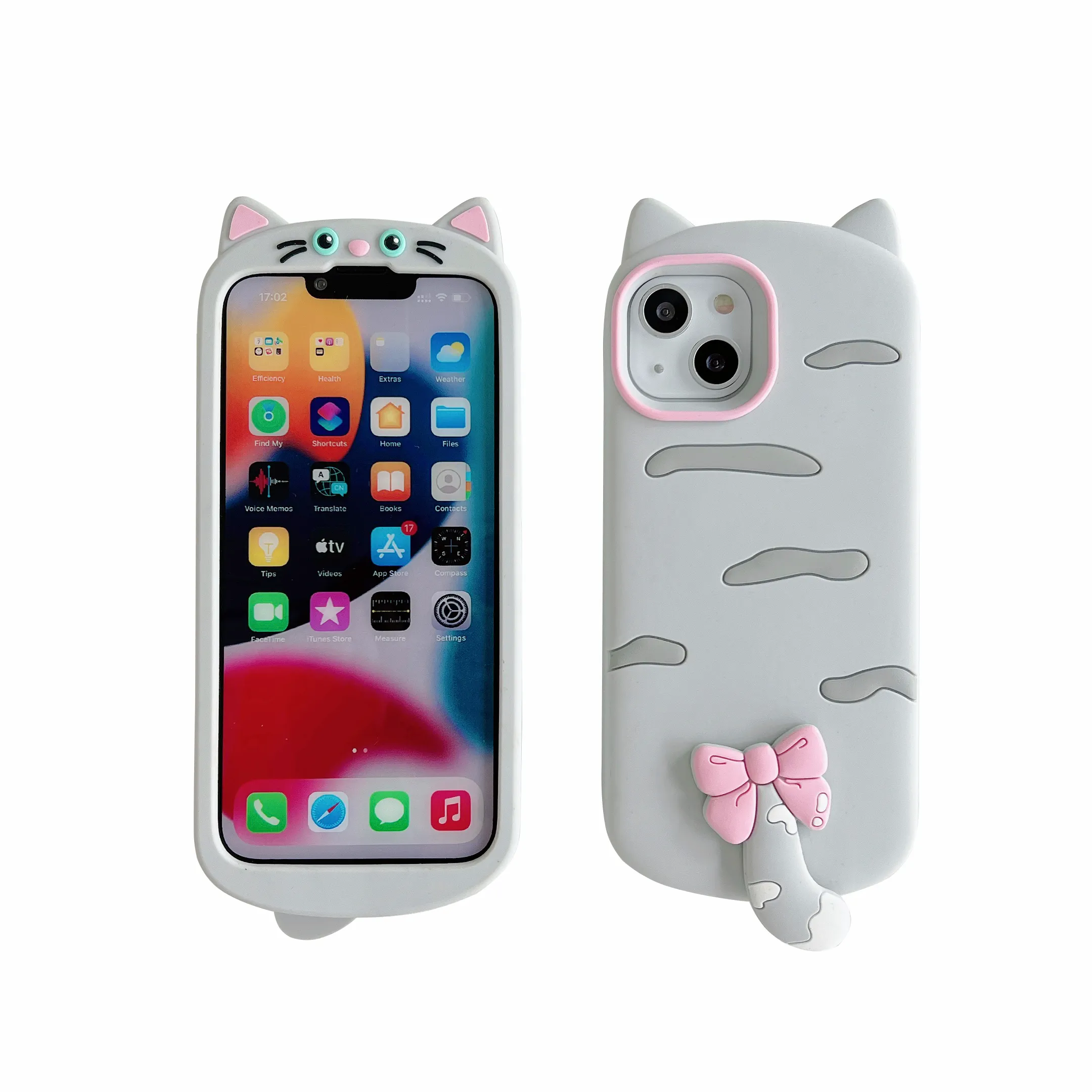 Cute 3D Cartoon Silicone Cute Cat Phone Case For Apple iPhone 12 13 14 Pro Max Women Girls Smartphone Cover For iPhone 15 Plus