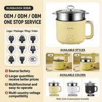 Casserole électrique multifonctionnelle 1,8 L 600 W 220 V, cuve intérieure antiadhésive, cuiseur vapeur double couche pour la maison et le dortoir, couleur personnalisée
