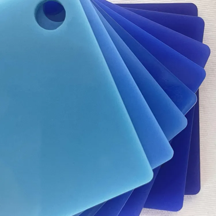 Tablero de letrero acrílico Tamaño personalizado transparente mate azul transluscent plexiglás plástico fundido lámina acrílica azul