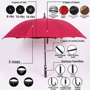 Parapluie de golf grand format 27 pouces à ouverture automatique, avec logo personnalisé, tige droite, en pongee 190T, pour publicité de marque, événements et cadeaux d'entreprise - Product Image 2