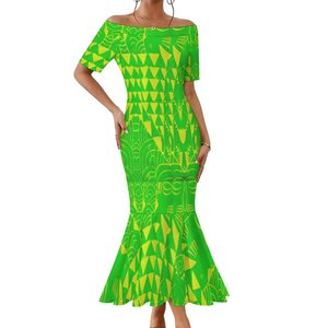 Abito Puletasi con Design Tribale Polinesiano Samoano, Trendy, Casual, Sexy, Aderente, con Spalle Scoperte e Gonna a Sirena, MOQ 1 Pezzo - Product Image 1