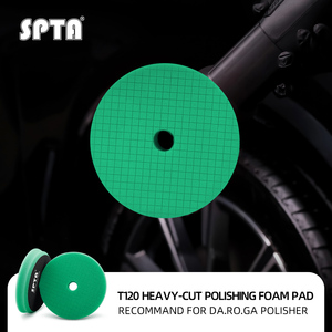 SPTA 5''/6'' T120 Tampon de polissage en mousse verte à coupe lourde pour polisseuse de voiture DA/RO/GA pour éliminer les rayures 1200/1500 #   Marques de disques abrasifs - Product Image 1