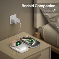 Support de charge magnétique pliable 3-en-1 pour montre iPhone pour Airpods 15W Port C 5W Puissance de sortie QC3.0 Fonction écouteur électrique