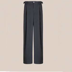 <span class=keywords><strong>Pantalon</strong></span> <span class=keywords><strong>de</strong></span> Costume Formel Plissé à Rayures Classiques Vintage pour <span class=keywords><strong>Homme</strong></span>, Coupe Ample Décontractée, Style Élégant, avec Fermeture Éclair et Jambes Larges, Personnalisable OEM - Product Image 3