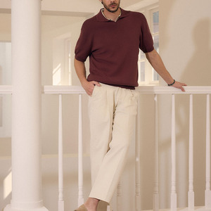 Da uomo in cotone 100% Slim Fit manica corta <span class=keywords><strong>a</strong></span> <span class=keywords><strong>coste</strong></span> per <span class=keywords><strong>Polo</strong></span> leggero abbottonless abbottonatura tinta unita per Golf - Product Image 1