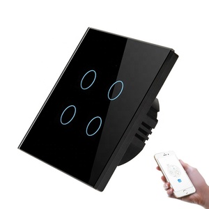 EU / UK tiêu chuẩn Tempered Glass Bảng điều chỉnh tuya cuộc sống thông minh Wifi tự động hóa nhà 4 gang chuyển đổi/Wifi Cảm ứng chuyển đổi với ổ cắm - Product Image 2