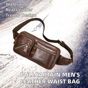 BULLCAPTAIN, riñonera deportiva de cuero genuino para hombre, riñonera cruzada a prueba de agua, monedero con logotipo para teléfono móvil para correr al aire libre - Product Image 2