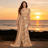 Robe de mère de la mariée grande taille, robe élégante à manches courtes avec panneaux de paillettes et col en V pour banquet de mariage