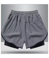 Short de course deux-en-un pour homme, avec doublure de compression athlétique, fentes latérales, taille élastique avec cordon de serrage, motif floral, séchage rapide