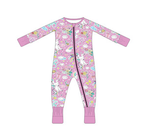 Nuovo Design <span class=keywords><strong>Pigiama</strong></span> Estivo per Neonati Manica Lunga in Bambù <span class=keywords><strong>con</strong></span> Stampa <span class=keywords><strong>Unicorno</strong></span> Cerniera YKK Comodo Antibatterico Abbigliamento per Bambini - Product Image 3
