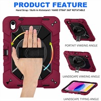 Étui de protection robuste pour iPad avec porte-crayon, coque hybride 3 couches en silicone et PC pour iPad 10e et 11e génération