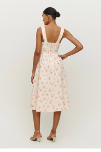 Robe d'été en lin à imprimé floral avec doublure en coton, col <span class=keywords><strong>carré</strong></span> et bretelles, robe <span class=keywords><strong>mi</strong></span>-longue pour femmes - Product Image 5