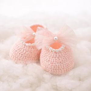 Zapatitos de Ganchillo para Bebé Recién Nacido, Zapatos de Algodón Suave con Lazo de Perlas para Primeros Pasos de Niñas - Product Image 2