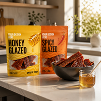 Sachets et pochettes refermables personnalisés, résistants à l'humidité, pour l'emballage alimentaire (viande séchée, bâtonnets de miel) - 500 pièces