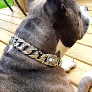 <span class=keywords><strong>Collare</strong></span> per cani Bully in acciaio inossidabile placcato in oro 18 carati grande guinzaglio per <span class=keywords><strong>collo</strong></span> di cane Pitbull catena 32MM chiusura a scatola forte - Product Image 6