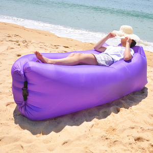 <b>Inflatable</b> Air <b>Sofa</b> Purple 260x70 Cm Portable Outdoor Beach Sleeping Bag Quick Inflate Foldable Air Mattress - Product Image 1