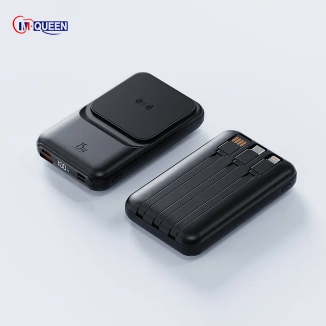 PD 22.5W Portable Power Station Power Bank 10000mAh With Built in Cable Magnetic Wireless Charger Power Bank for Phone