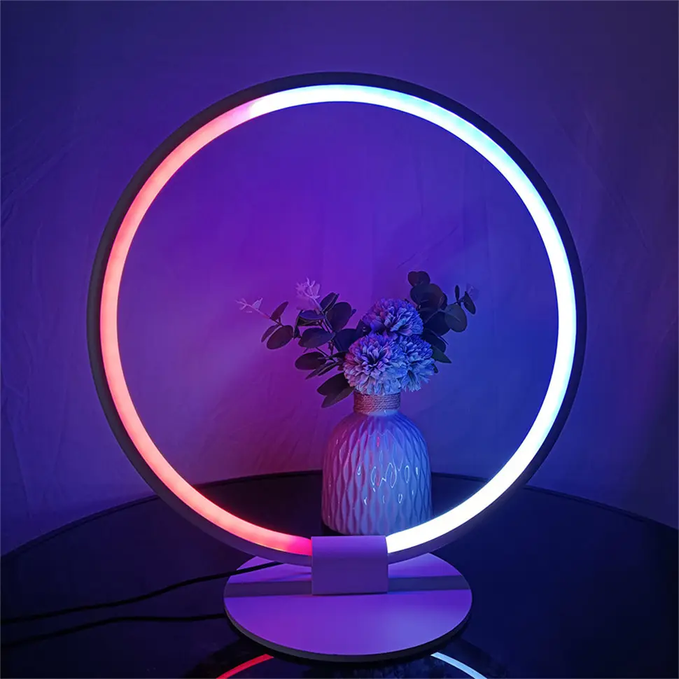 ModernデザインRGB LEDテーブルランプリモコン調光LEDムードライトオーラランプ