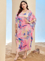Chic Style femmes c Maxi Abaya robe rose bleu jaune manches chauve-souris jupe plissée été Boho robe