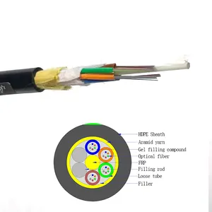 144Core SM 9/125um G.652D Cable de fibra óptica para exteriores Adss aéreo autoportante G652D Cable de fibra