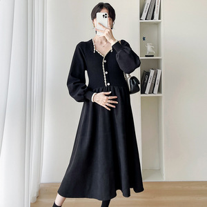 Mùa thu mới đến thời trang phụ nữ v-cổ dài tay áo dệt kim Chắp Vá ăn mặc áo len Ăn mặc - Product Image 3