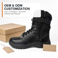 Bottes de sécurité tactiques à embout d'acier, antidérapantes, montantes, avec fermeture éclair latérale, à lacets, en cuir microfibre et maille, semelle extérieure en caoutchouc, usage industriel