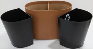 Oval Wastebasket with GI Liner Faux Leather Bathroom Dustbin - Product Image 2