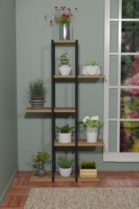 Organizador de Flores de 5 Niveles con Estantes Decorativos, Tablero de Aglomerado Resistente y Metal, Decoración Ecológica para Interiores del Hogar - Product Image 3