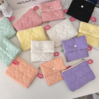 410121 Tas Sanitasi Poliester Berlapis Warna Permen Tas Penyimpanan Mini Portabel Pembalut Menstruasi Penutup Ritsleting & Pengait Dompet Koin