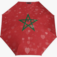Parapluie pliant entièrement automatique, motif drapeau marocain, tissu imperméable durable de qualité supérieure, style culturel et thématique du pays