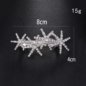 Pince à cheveux en forme d'étoile géométrique de 8 cm avec strass, en cuivre de haute qualité, à ressort, pour femme, idéale pour les soirées - Product Image 3
