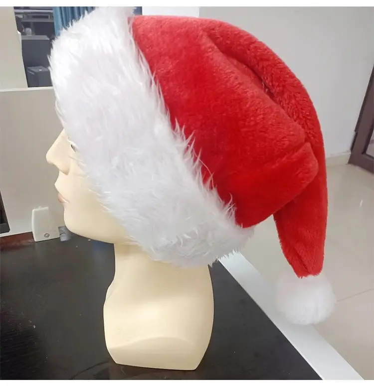 Sombrero de Papá Noel de felpa largo de lujo para adultos y niños