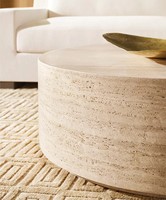 NANWEI Table basse en pierre de travertin naturel Table d'appoint ronde Table de canapé circulaire pour meubles de maison