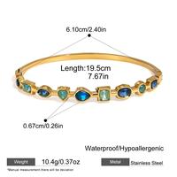 Gelang CZ 5A Baja Anti Karat Emas Berbagai Bentuk Batu Permata 5 Warna Campuran Kancing Engsel 19.5cm Tahan Air Hipoalergenik Grosir