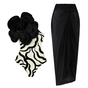 2024 New 3D Hoa Một Vai Một Mảnh Áo Tắm Cho Phụ Nữ Đồ Bơi Với Váy Tắm Phù Hợp Với Monokini Bãi Biển Bodysuit Bãi Biển Mặc - Product Image 3