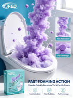 Poudre nettoyante moussante pour toilettes, éliminateur d'odeurs, parfum lavande, mousse épaisse et dense, vente en gros, produit très demandé