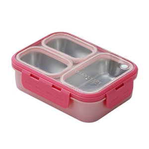 Boîte à lunch isotherme en acier inoxydable et plastique, pliable à trois niveaux, anti-fuite, pour enfants, capacité 700 ml, compatible micro-ondes - Product Image 5