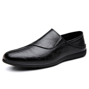 Mocasines de cuero para hombre, suela suave, punta redonda, zapatos informales de negocios, color negro, marrón, talla 986 - Product Image 5