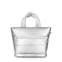 Sac à main matelassé écologique en tissu recyclé, avec fermeture éclair, bandoulière, multi-poches, léger et hydrofuge
