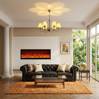 Cheminée électrique encastrée intelligente moderne avec flamme simulée multicolore réglable, sécurité anti-surchauffe, pour la décoration de la maison et des hôtels, avec fonction de chauffage